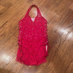 Weissmans Dance Red Sequin Fringe Costume Halter D11806 LC